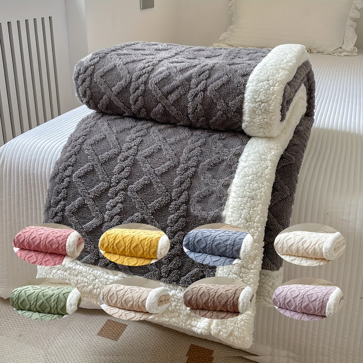 Knusse Omkeerbare Pluche Deken - Ultrazachte All-Season Sofa Deken voor Herfst & Winter