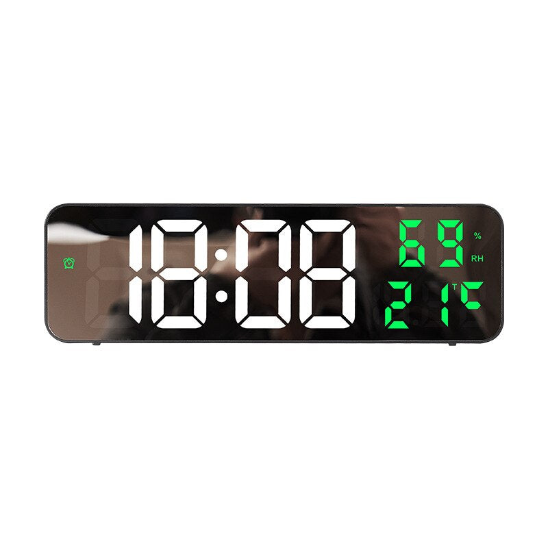 LED digitale wandklok met temperatuur en luchtvochtigheid | Moderne stille klok voor thuis of kantoor
