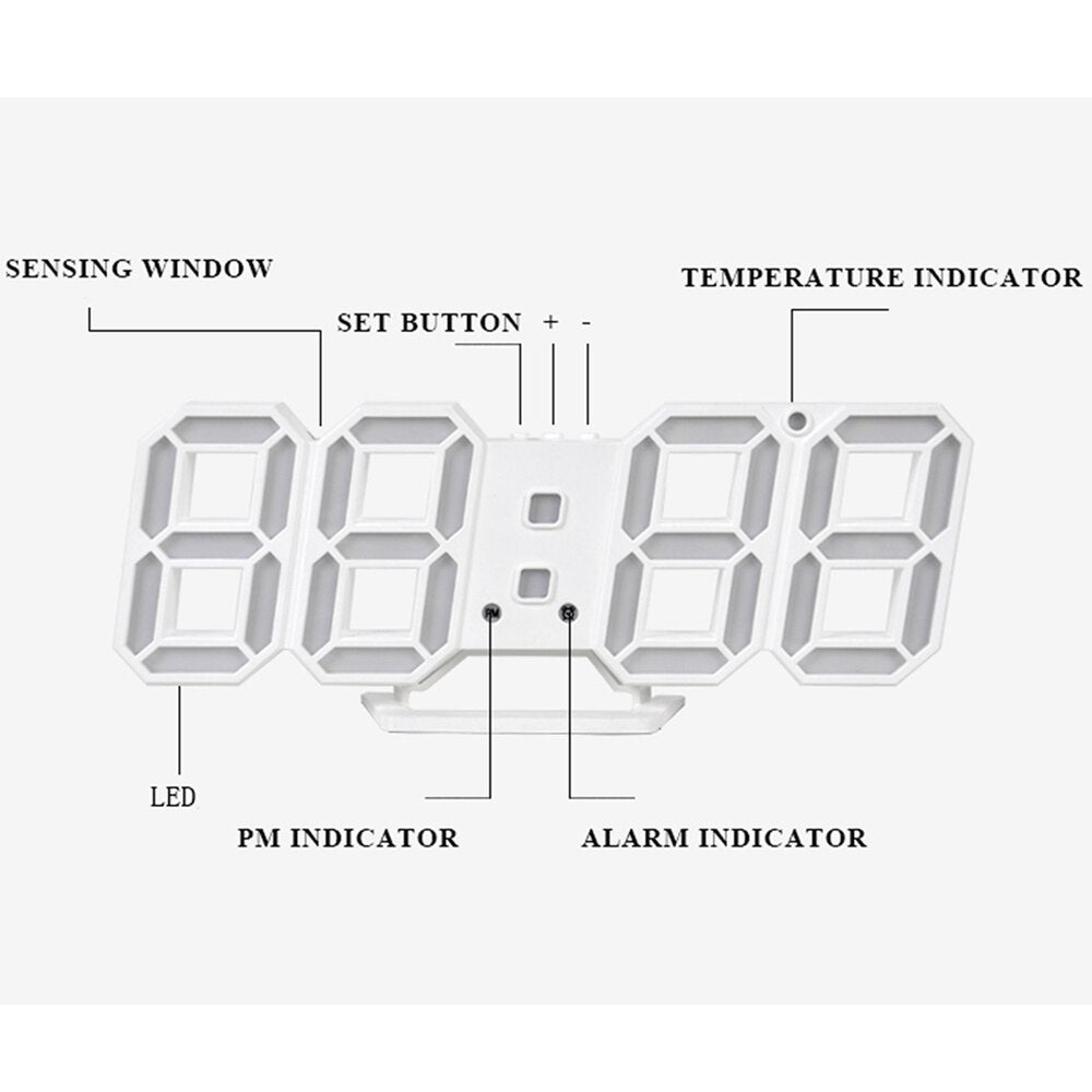 LED-Digitale Wandklok - Temperatuur en Alarm