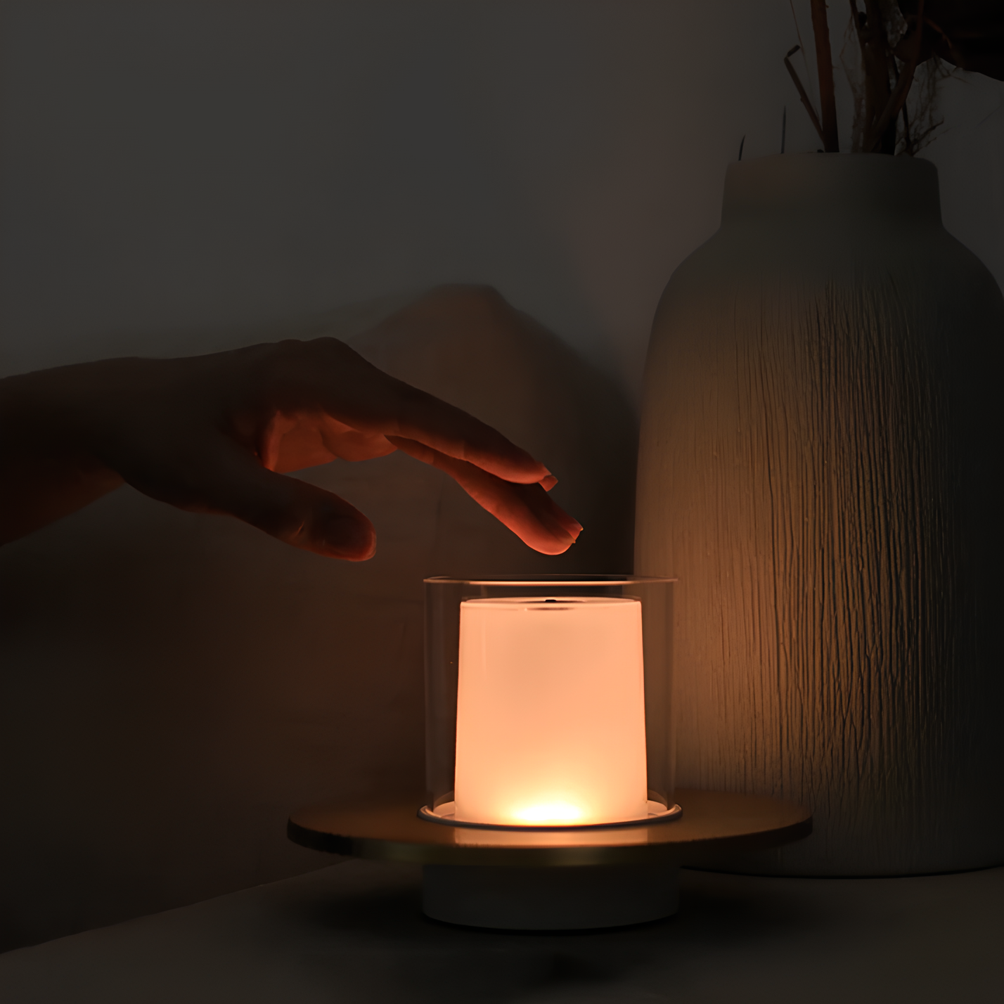 Moderne Draadloze Tafellamp met Kaars
