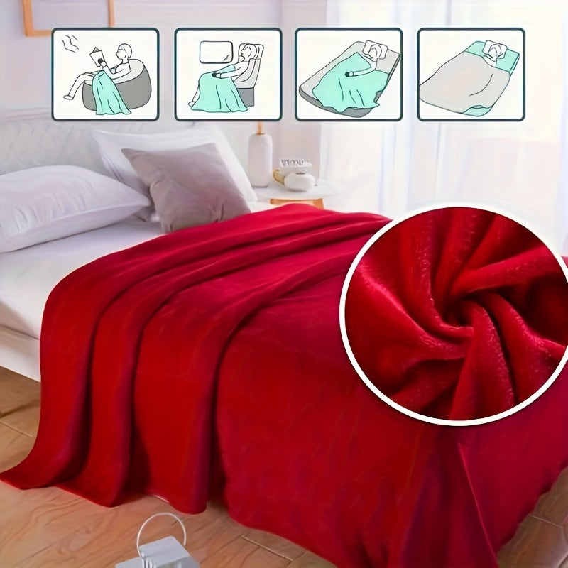 1 Stuk Pluche Fleece Deken - Gezellig, Warm Deken voor Bank, Kantoor, Bed, Reizen en Buiten - Veelzijdig All-Season Deken