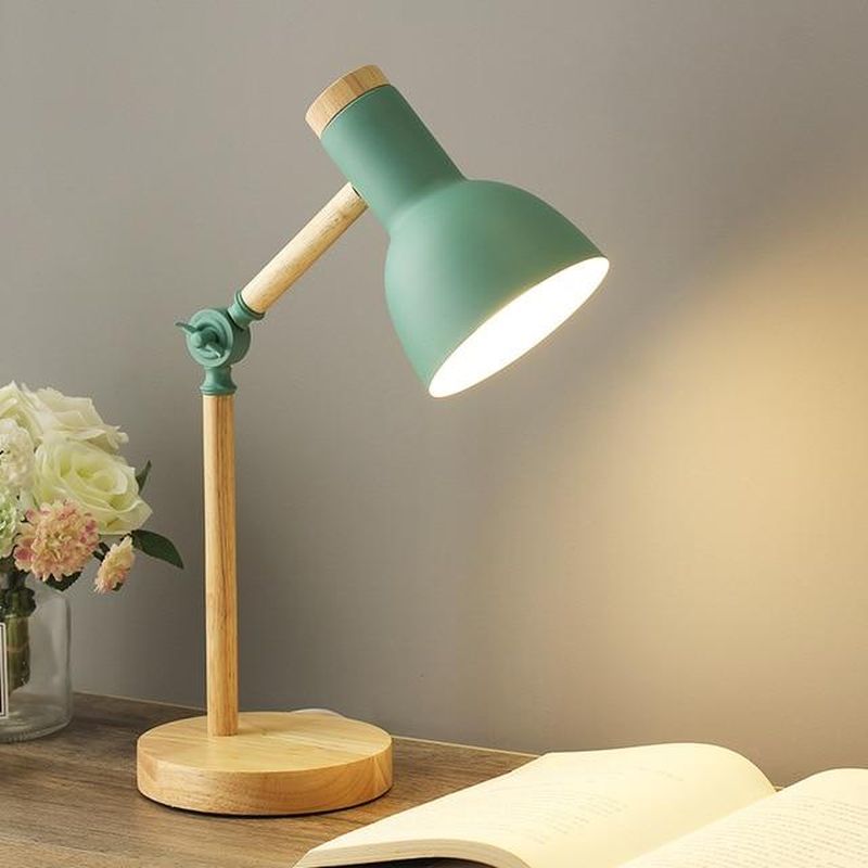 Scandinavische Houten Bureau Lamp