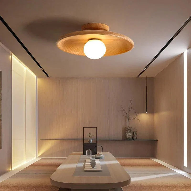 Handgemaakte Houte Plafondlamp