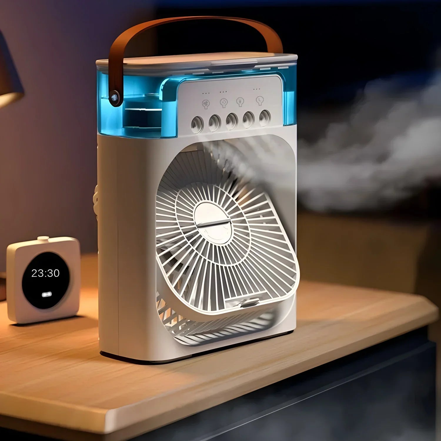 3-in-1 Luchtkoeler met LED-verlichting – Draagbare Ventilator, Luchtbevochtiger & Airconditioner voor Thuis en Kantoor