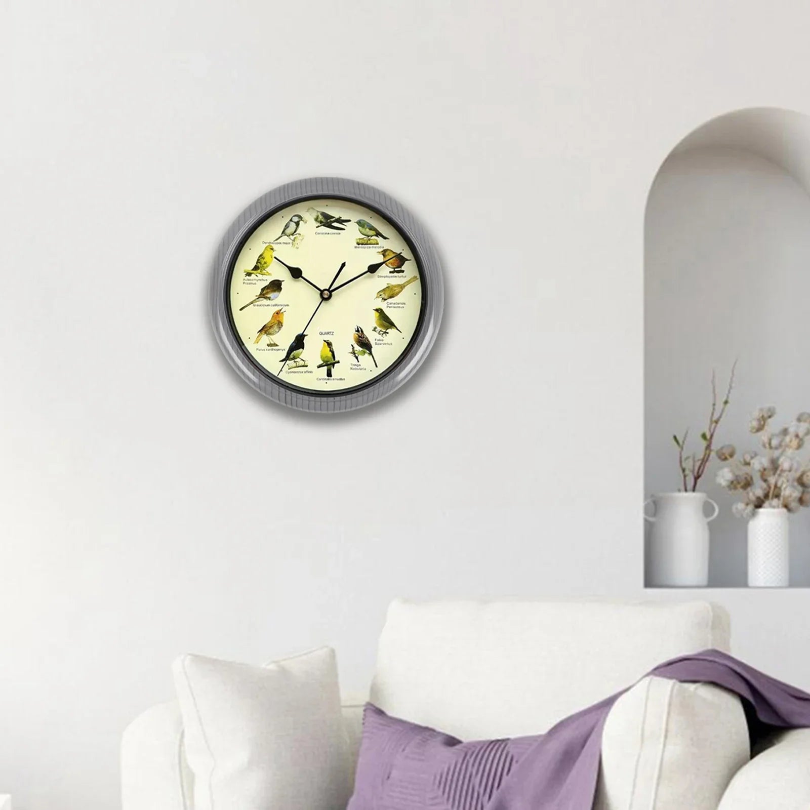 10 Inch Zingende Vogel Wandklok – Decoratieve Klok met Vogelgeluiden voor Thuis of Kantoor