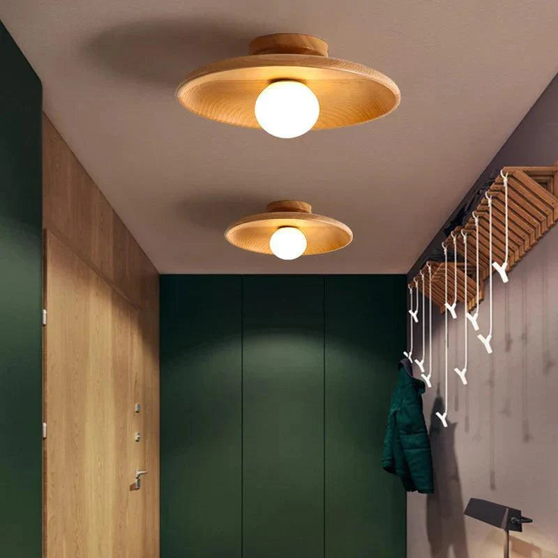 Handgemaakte Houte Plafondlamp