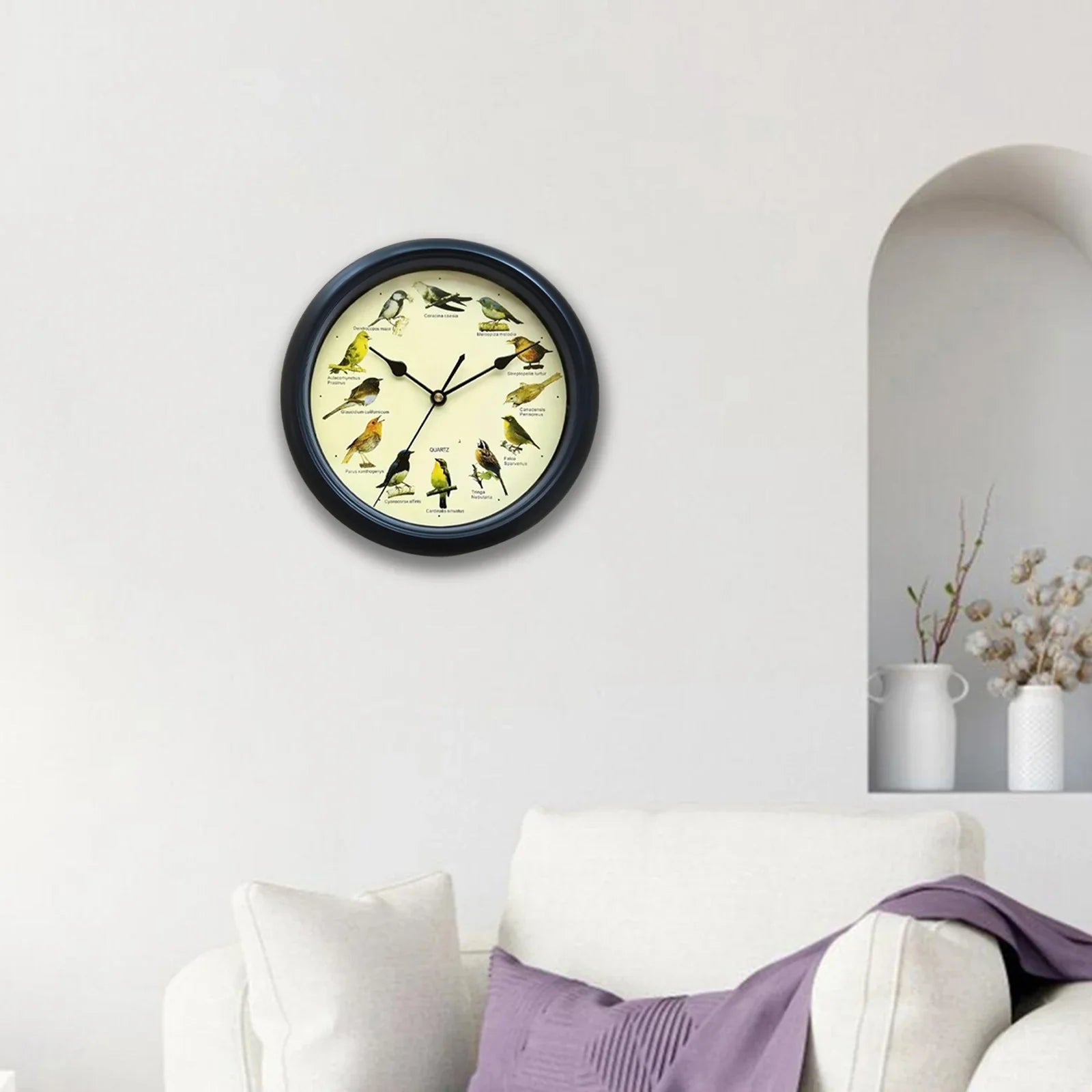 10 Inch Zingende Vogel Wandklok – Decoratieve Klok met Vogelgeluiden voor Thuis of Kantoor
