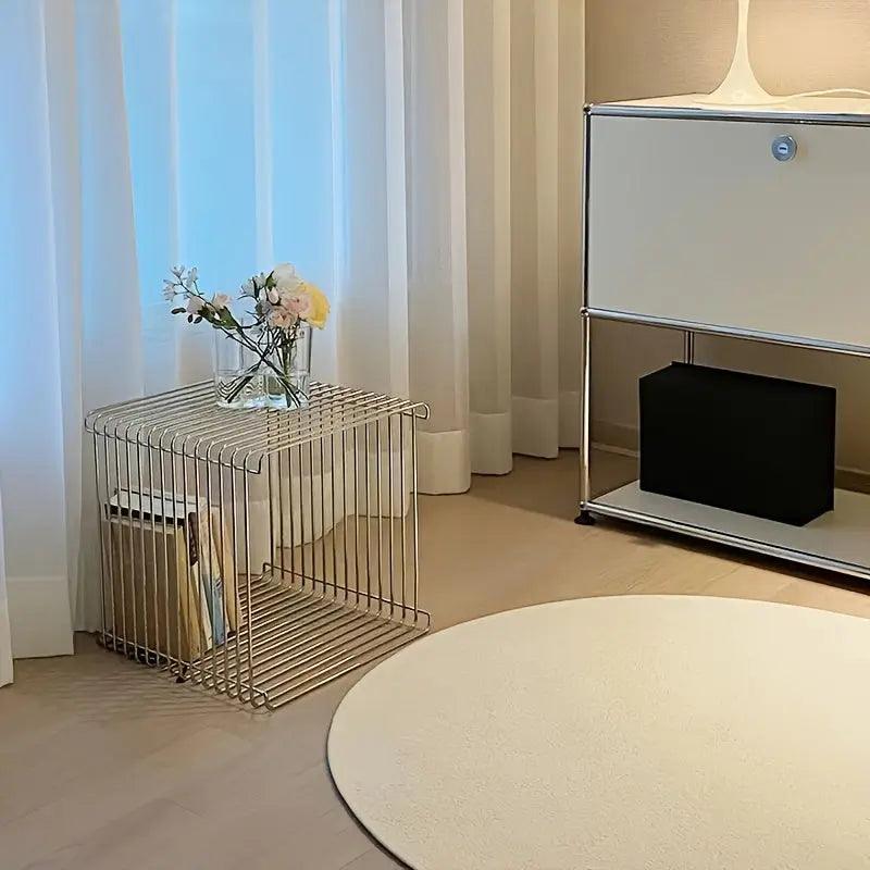 Minimalist stainless steel side table