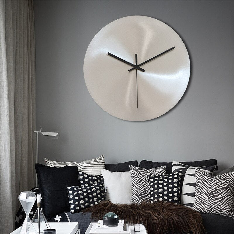 Minimalistische RVS Wandklok – Moderne Design Klok voor Woonkamer of Kantoor
