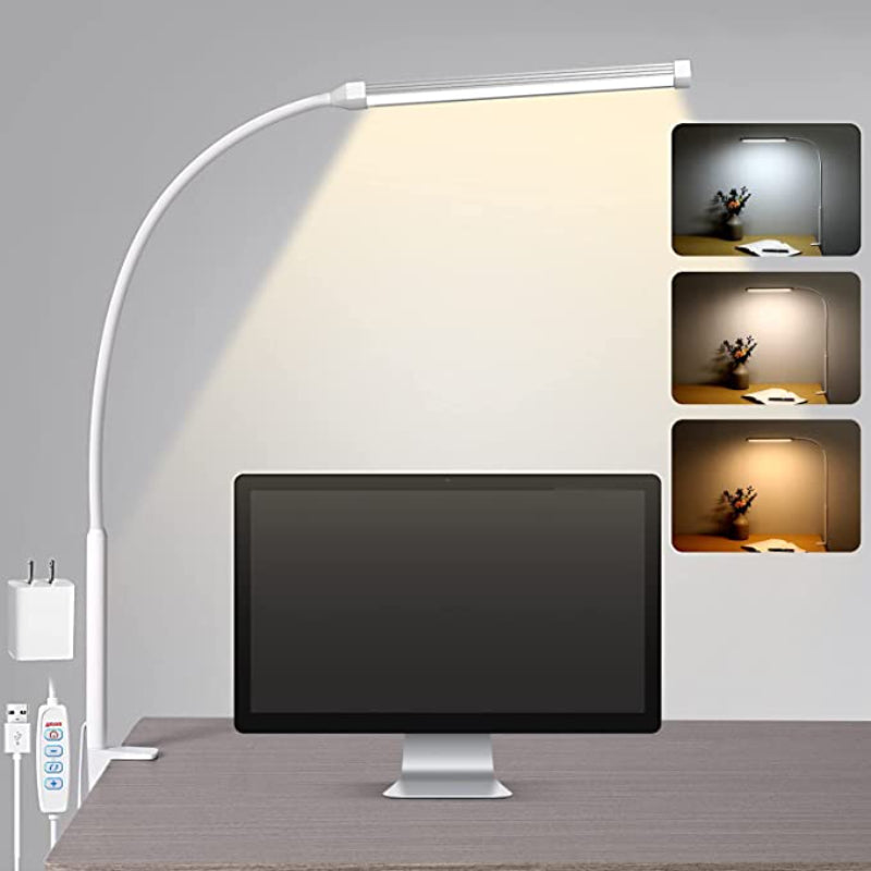 LED Bureaulamp - Oogvriendelijke Bureaulamp met Klem, Flexibele Zwenkarm