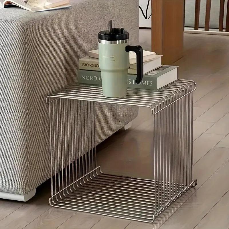 Minimalist stainless steel side table