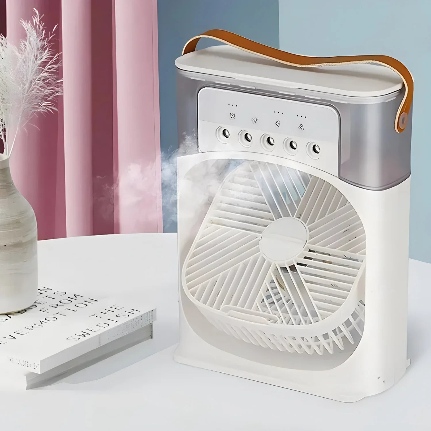 3-in-1 Luchtkoeler met LED-verlichting – Draagbare Ventilator, Luchtbevochtiger & Airconditioner voor Thuis en Kantoor