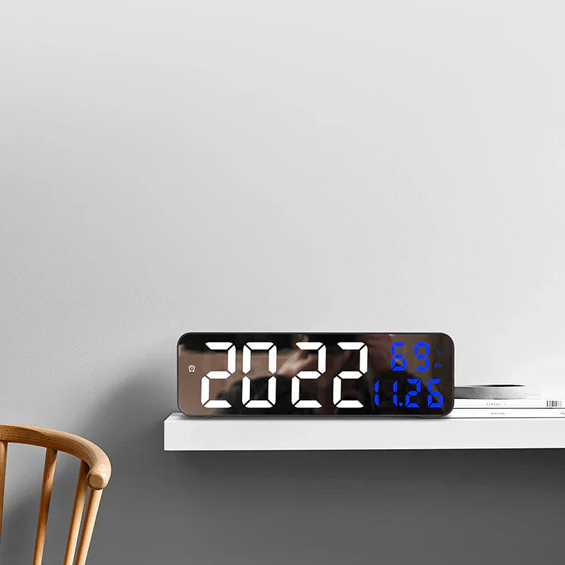 LED digitale wandklok met temperatuur en luchtvochtigheid | Moderne stille klok voor thuis of kantoor