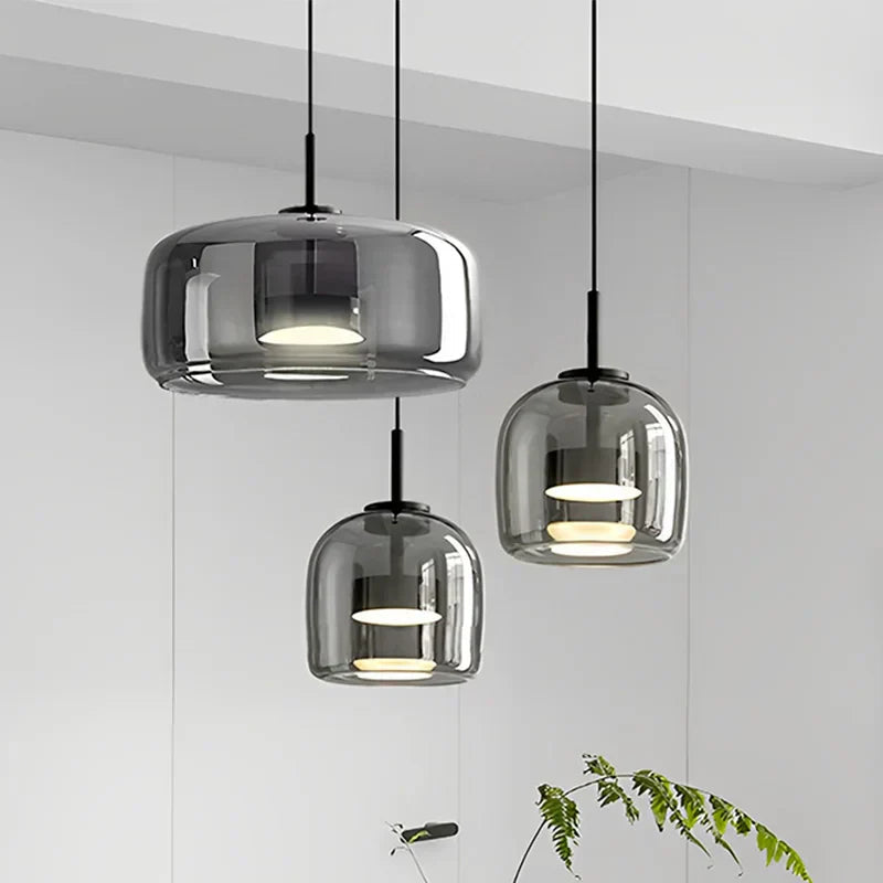 Minimalistische hanglamp van transparant glas