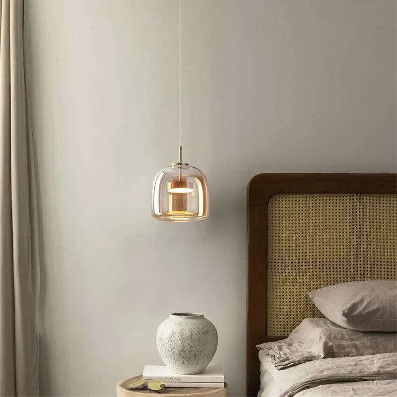 Minimalistische hanglamp van transparant glas