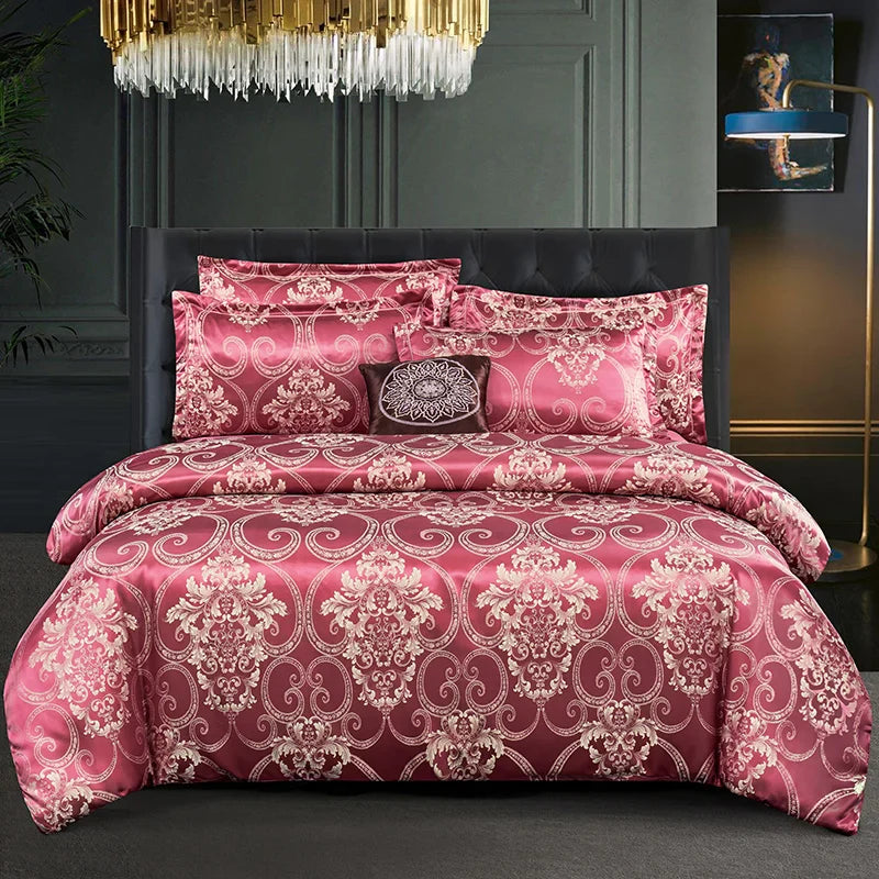 Luxe Satijn-Rayon Jacquard Dekbedovertrek 220x240 – Dubbel Bedden Set