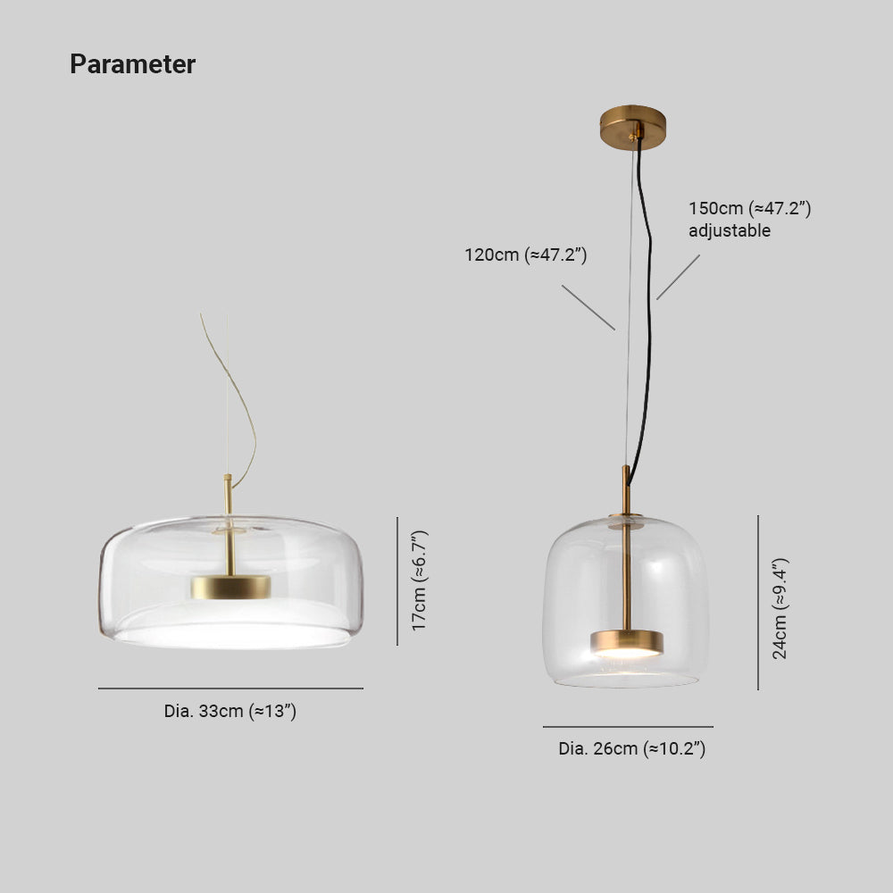 AmberGlow - Retro LED Hanglampen van Gouden Metaal en Glas